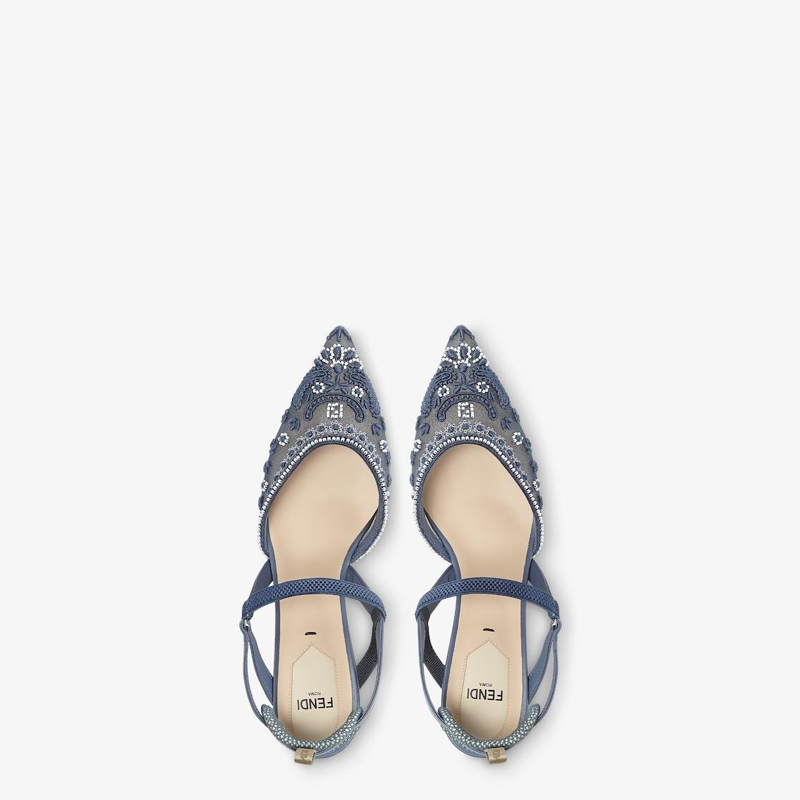 Colibrì LiteBlue embroidered mesh medium-heeled slingbacks Product Image