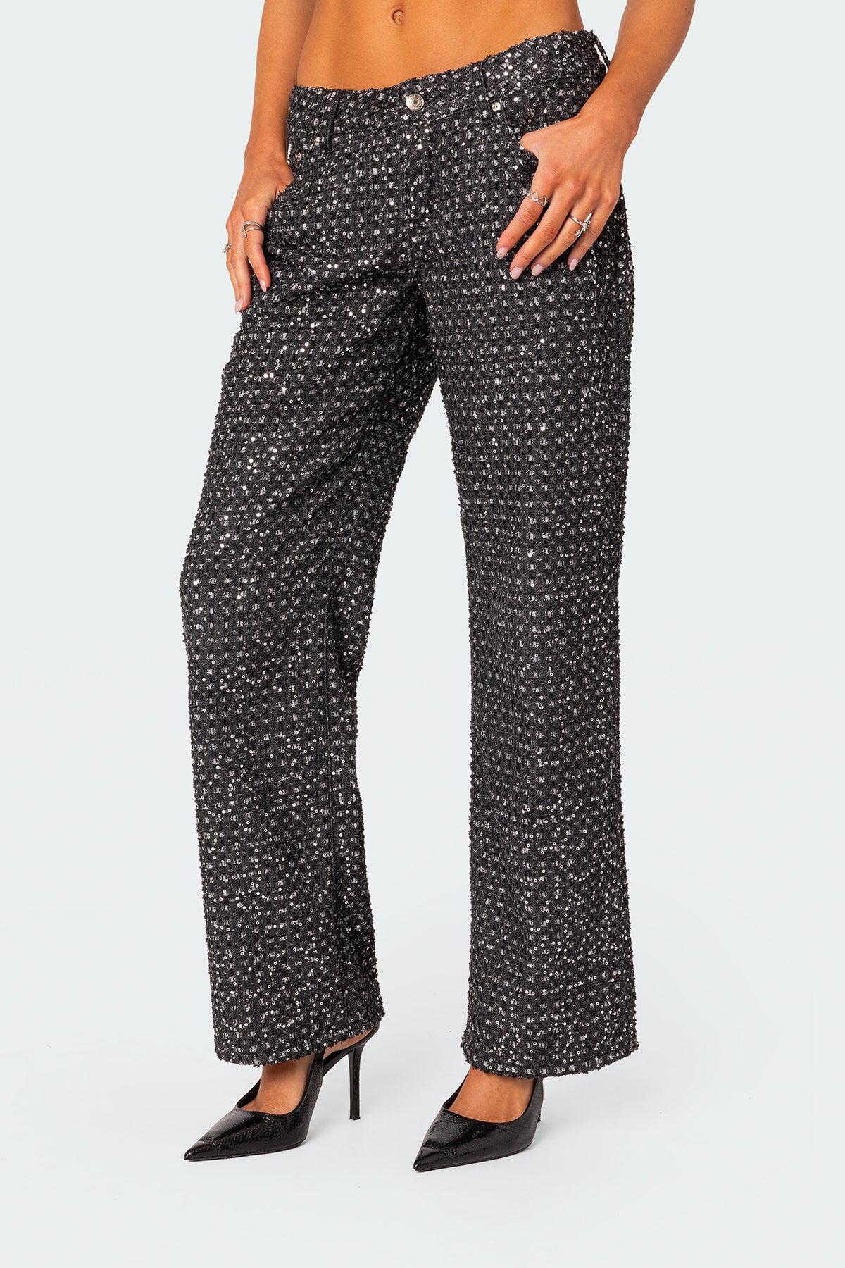 Nyah Sequin Low Rise Wide Leg Jeans Product Image