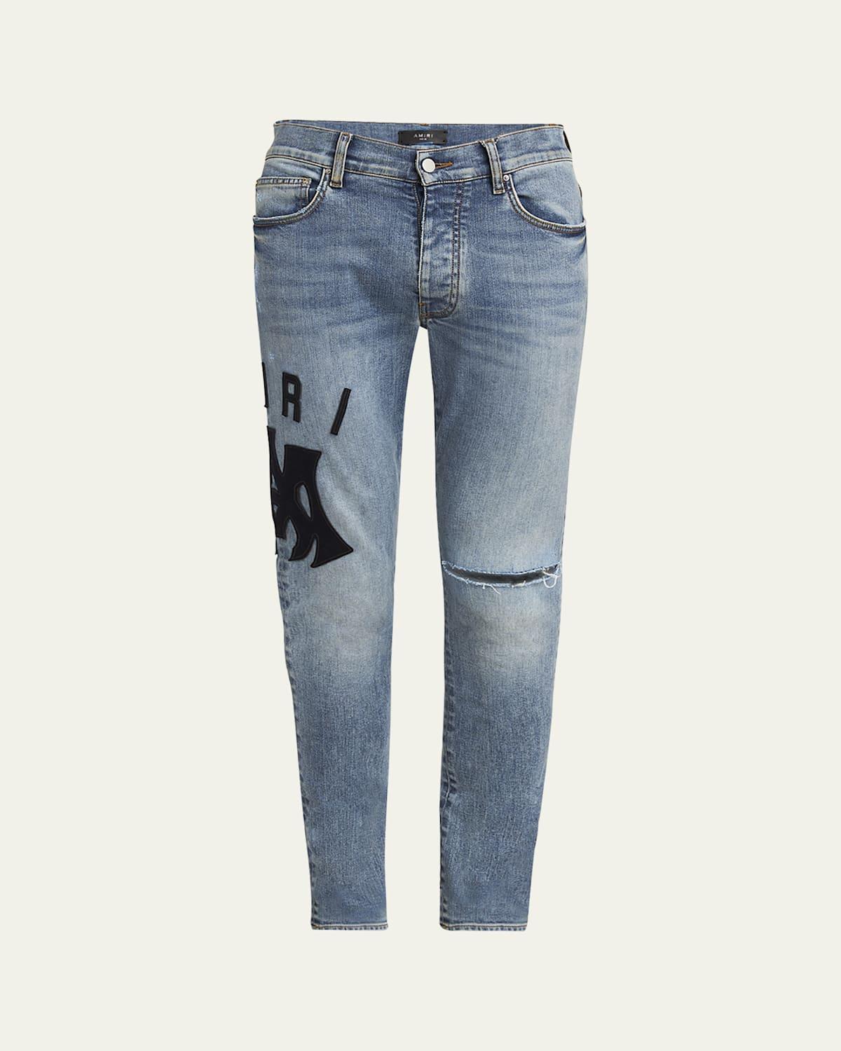 Mens Suede Applique Skinny Jeans Product Image