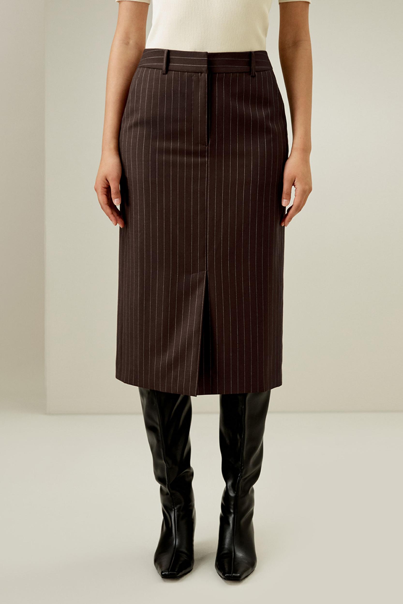 Pinstripe Midi Pencil Skirt Product Image