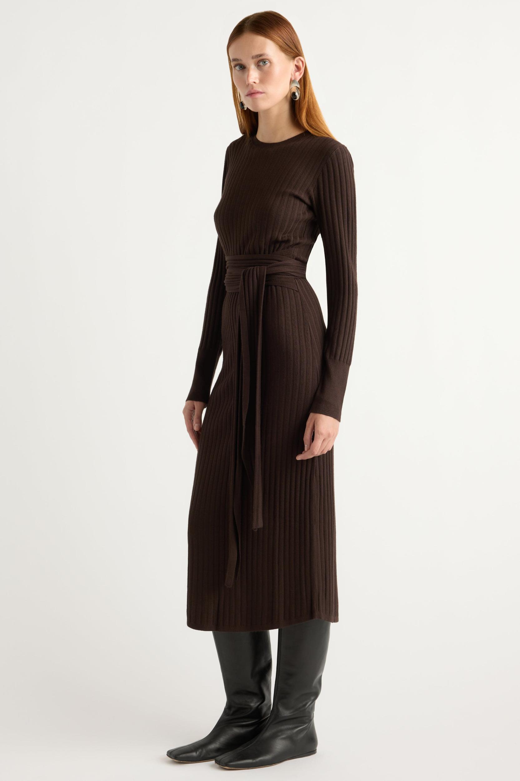 Carmen Tie-Front Ribbed Dress Product Image