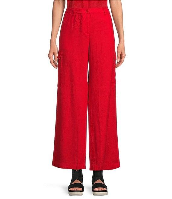 Eileen Fisher Organic Linen Wide-Leg Cargo Pants Product Image