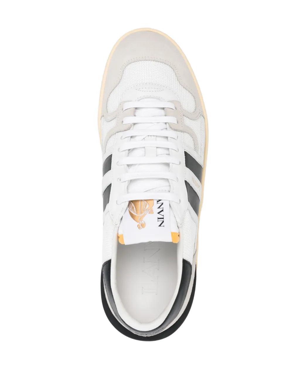 LANVIN Black And White Leather Clay Low Mesh Sneakers Product Image