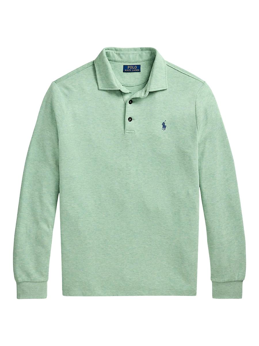 Mens Double-Knit Jersey Long-Sleeve Polo Shirt Product Image