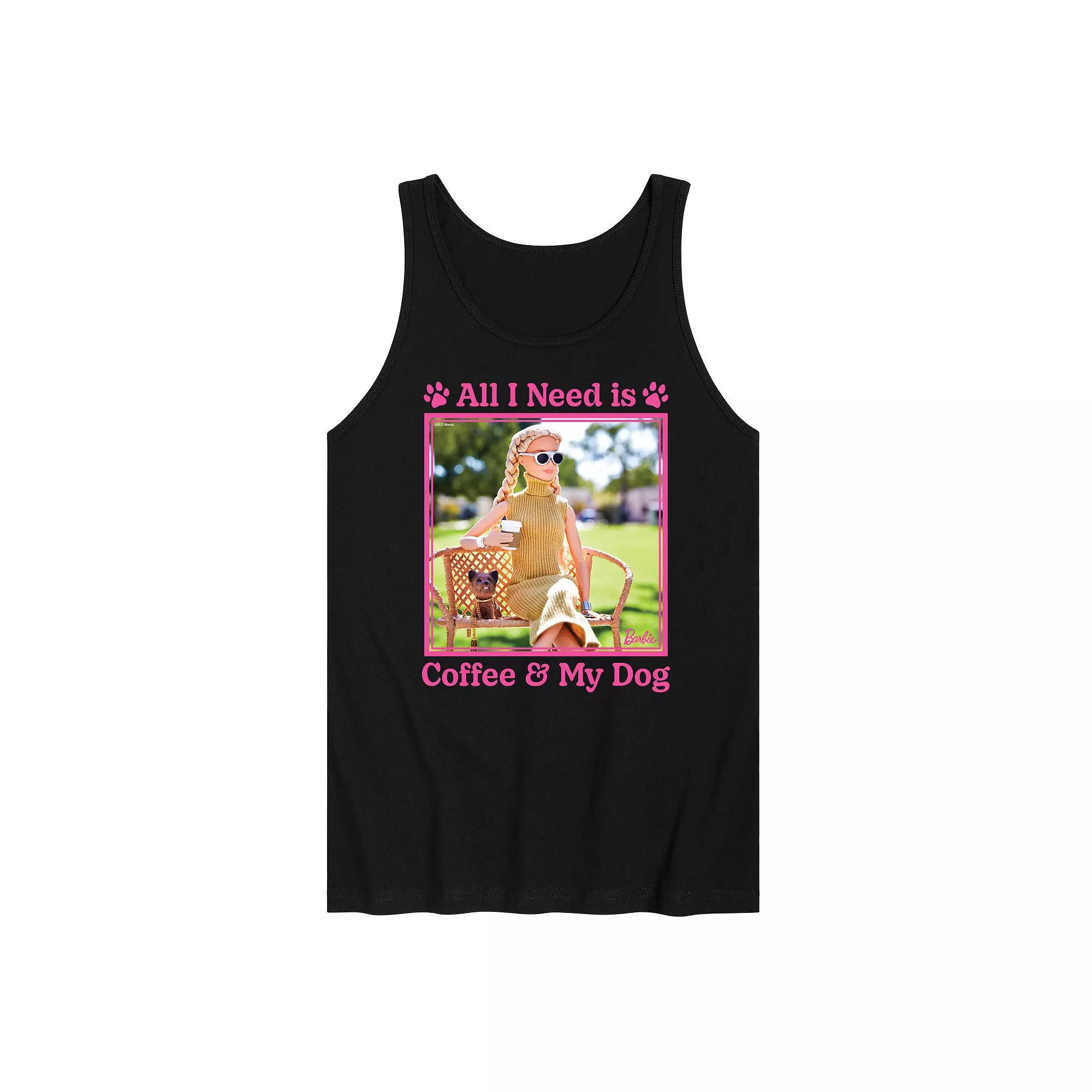 Men's Barbie® All I Need Is Coffee Dog Graphic Tank Top,  Product Image