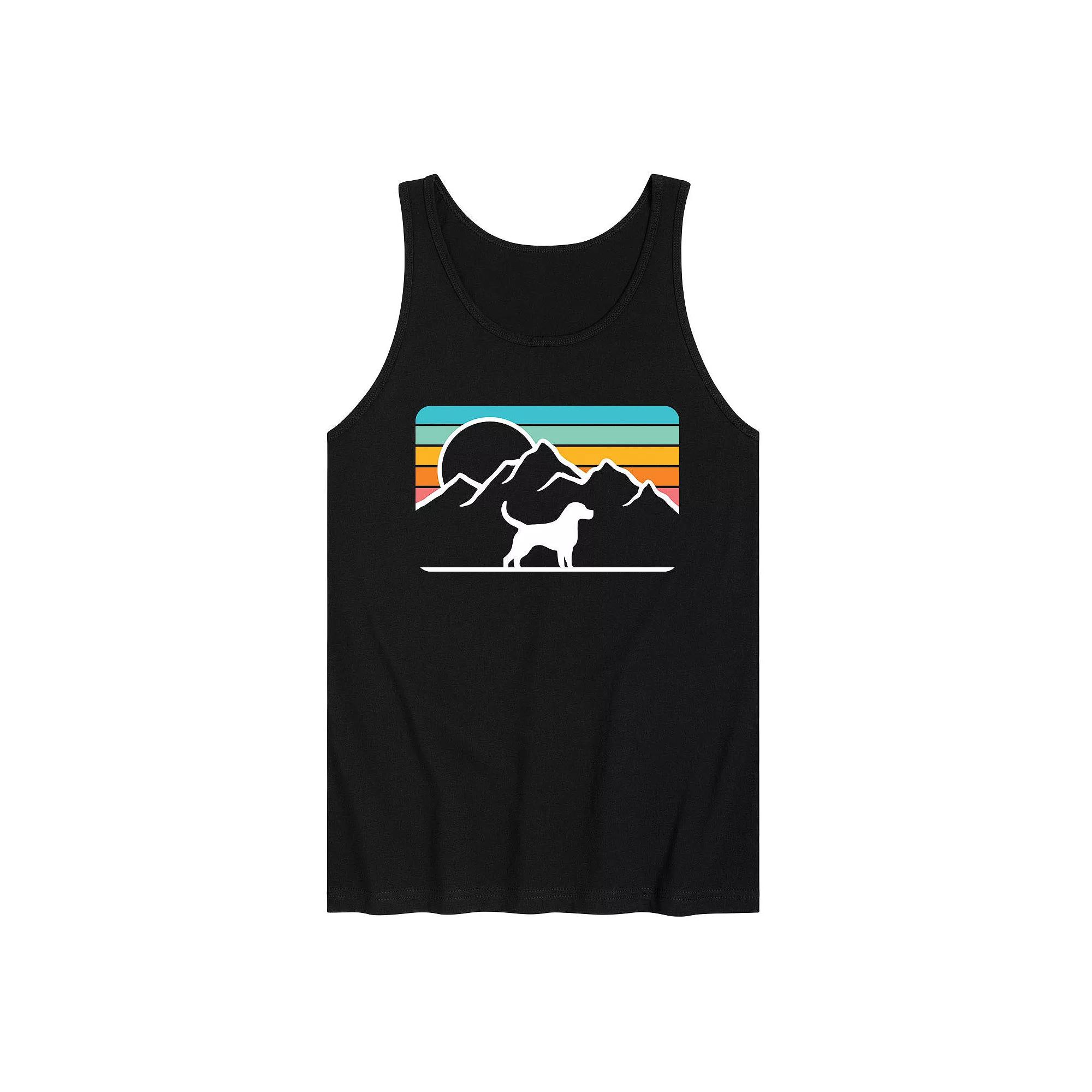 Men's Dog With Retro Mountain Tank Top,  Product Image