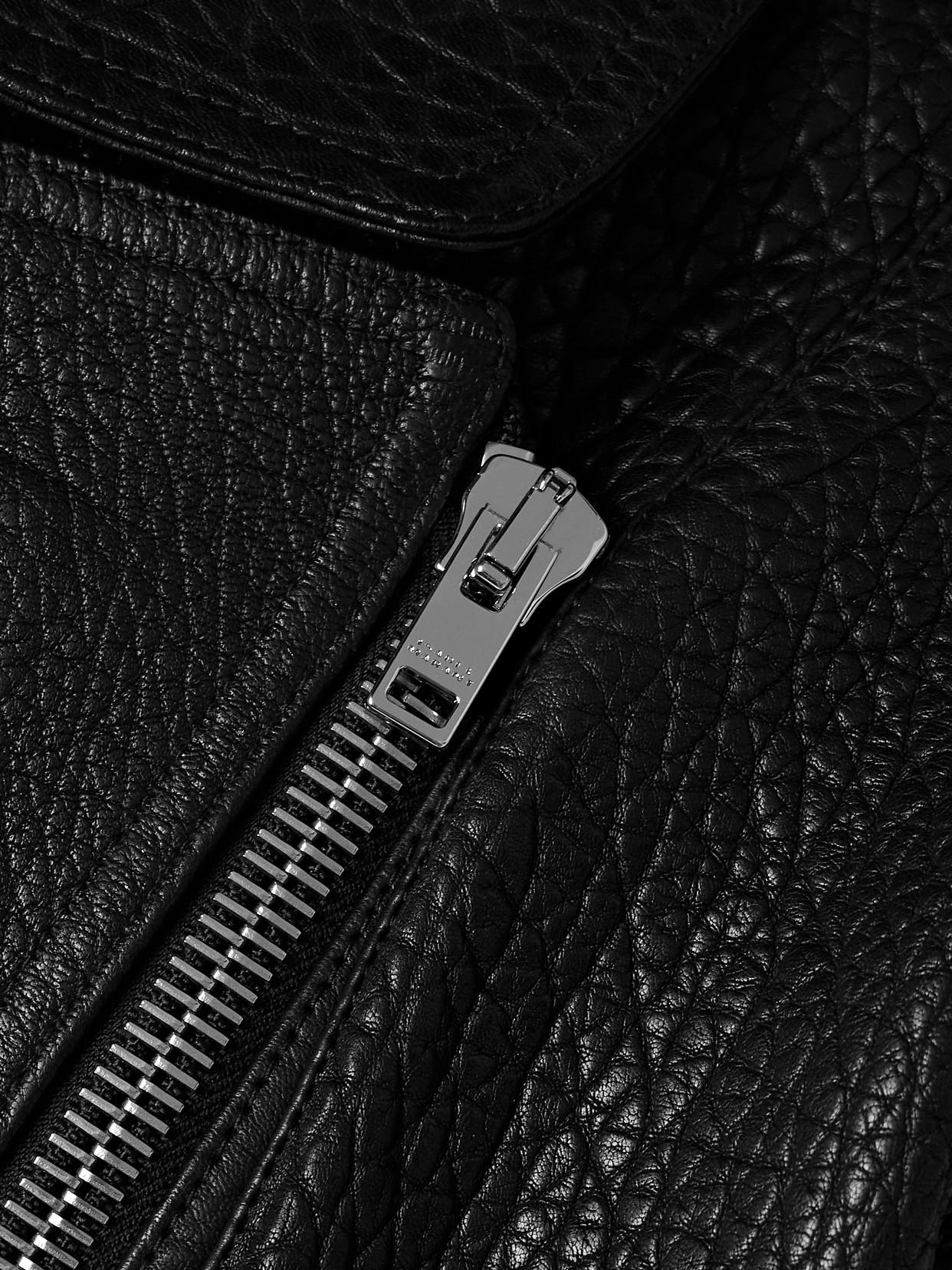 ISABEL MARANT Aneli Double-collar Leather Bomber Jacket In Black Product Image