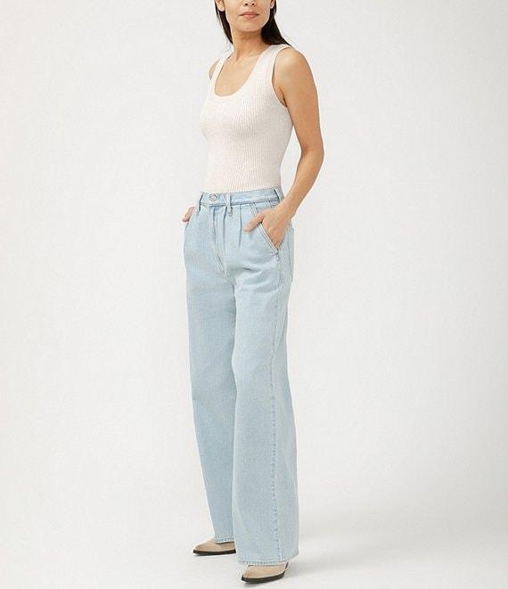Silver Jeans Co. Pleated Wide Leg Denim Trousers Product Image