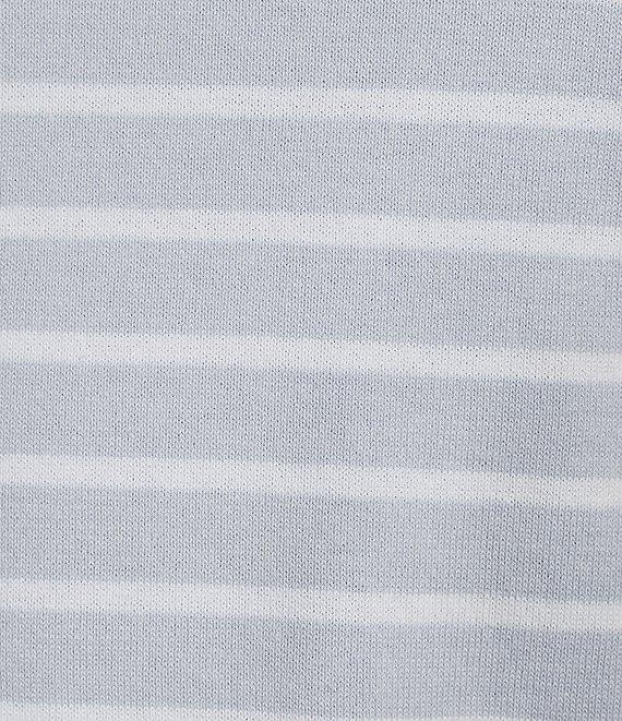 DKNY Jeans By Donna Karan Cotton Blend Stripe Crew Neck Elbow Length Puff Sleeve Scallop Trim Top Product Image