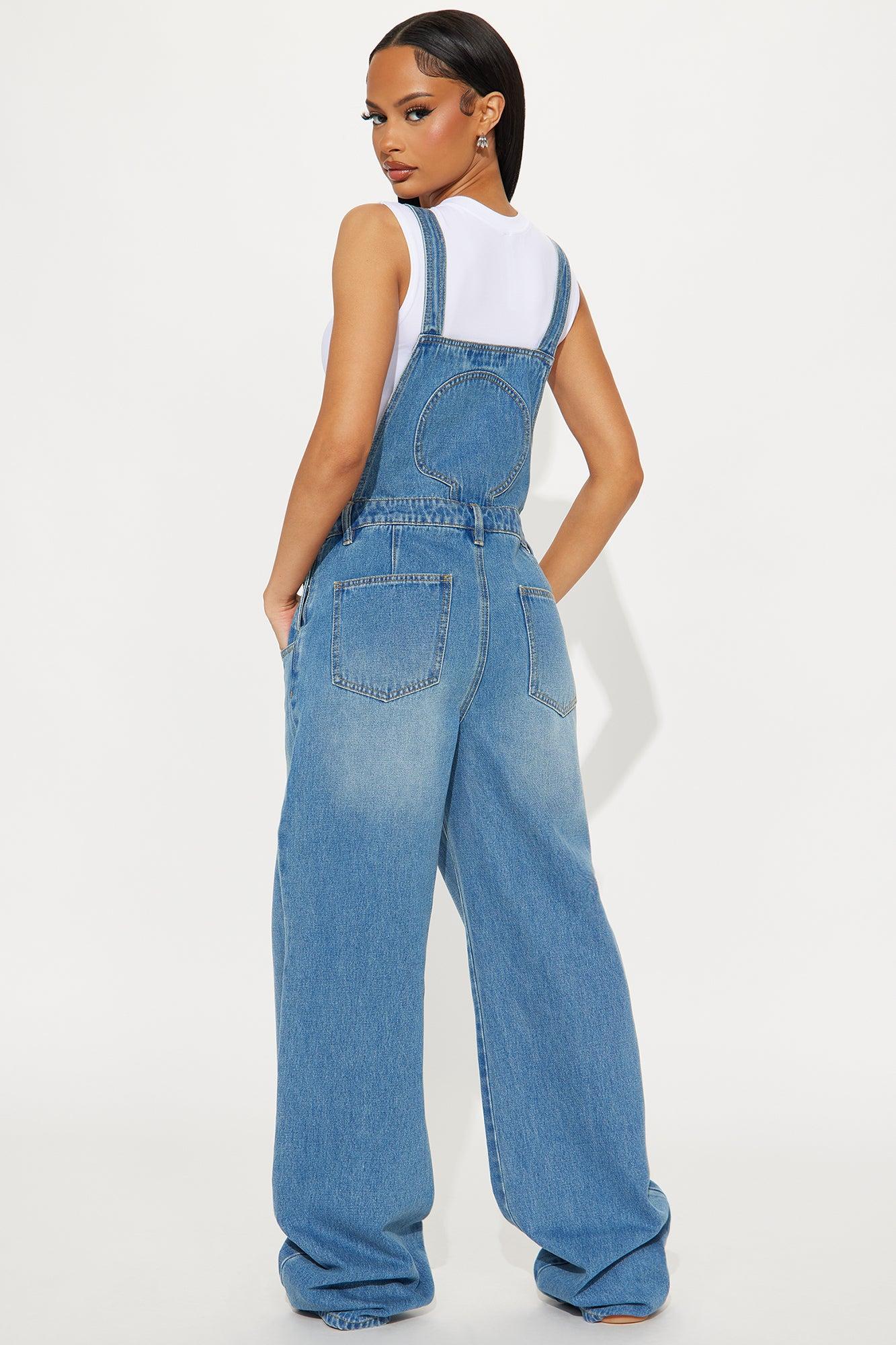 Out Of State Denim Overalls - Medium Wash Product Image