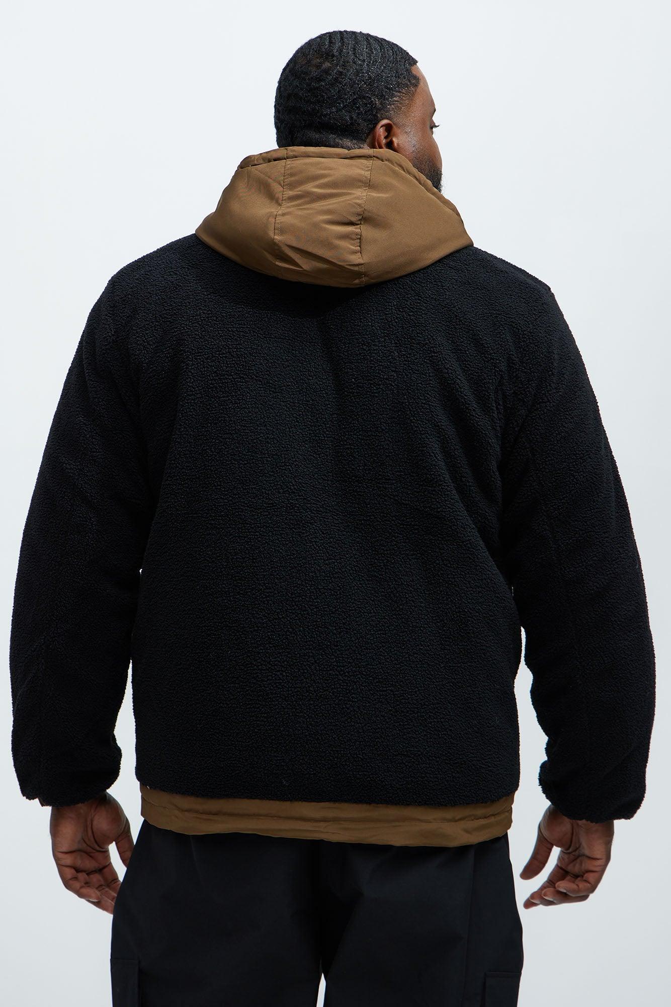 Theodore Midweight Teddybear Sherpa Jacket - Black/Brown Product Image