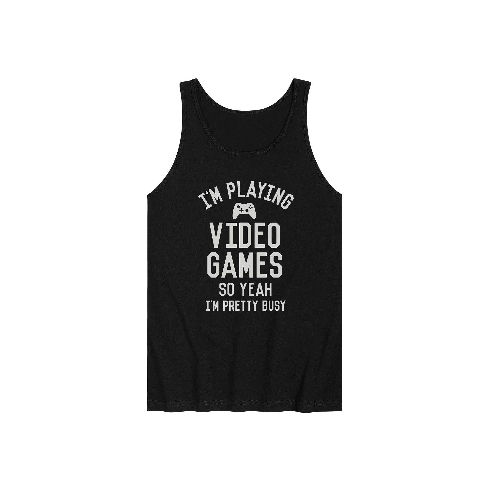 Men's I'm Playing Video Games Yeah Busy Tank Top,  Product Image