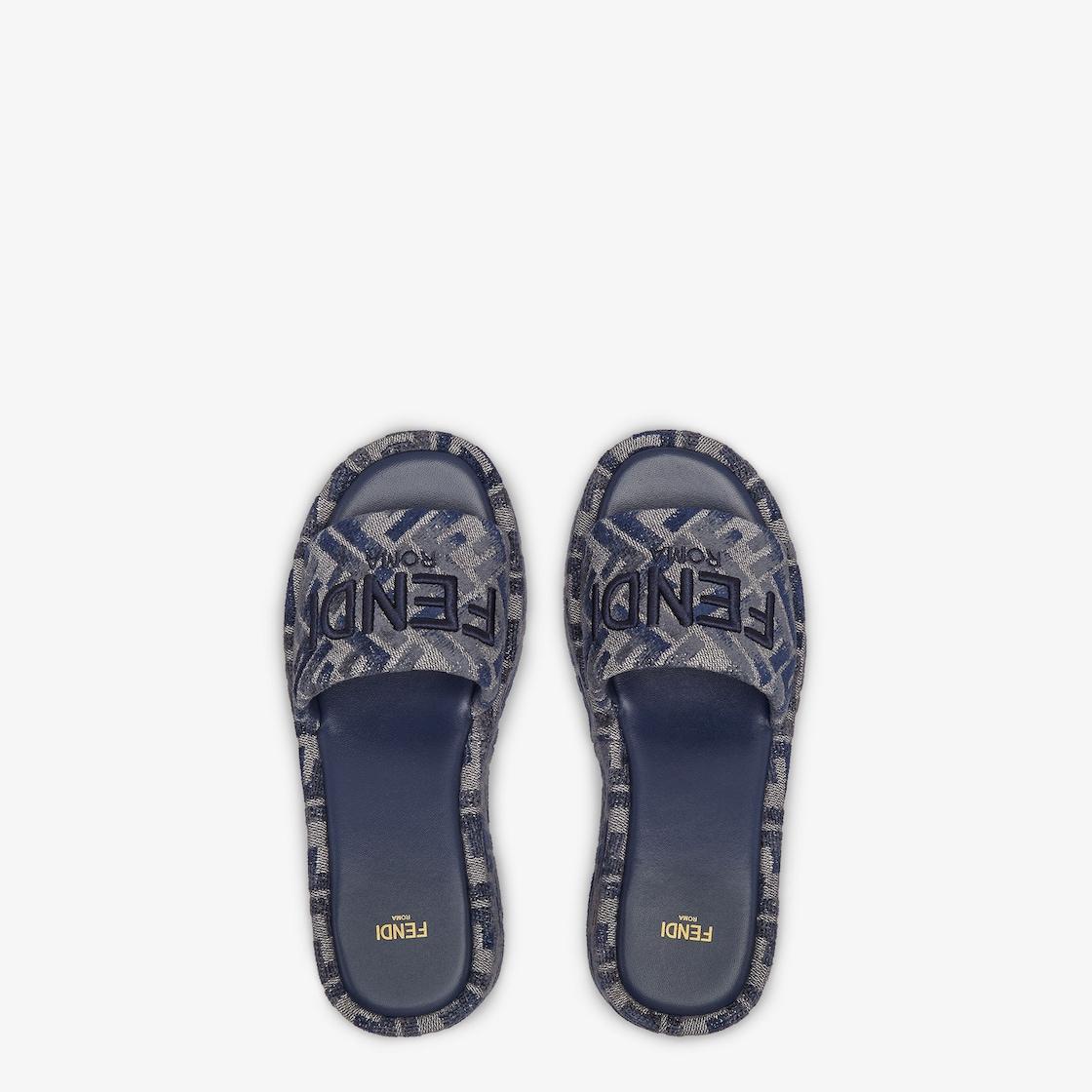 Fendi SunshineBlue FF denim flatform slides Product Image