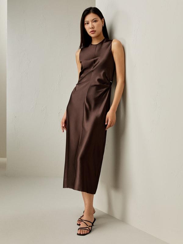 Sleeveless A-line Silk Dress Product Image