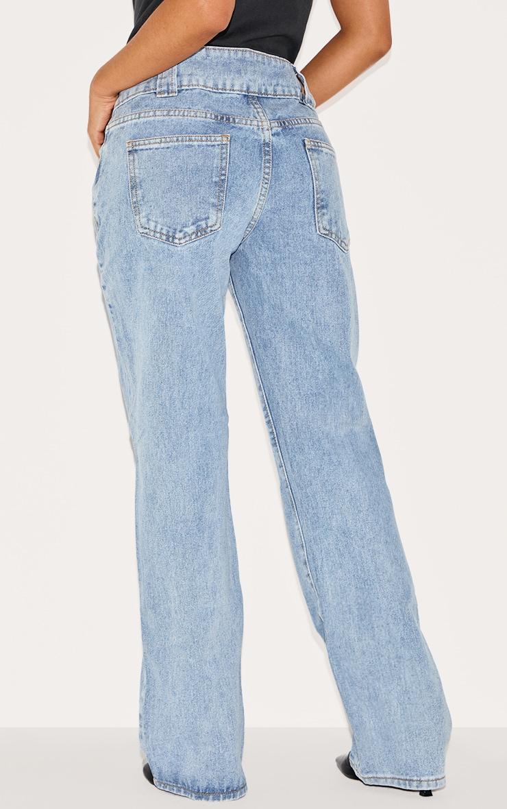 Petite Light Blue Wash Denim Straight Leg Jeans Product Image