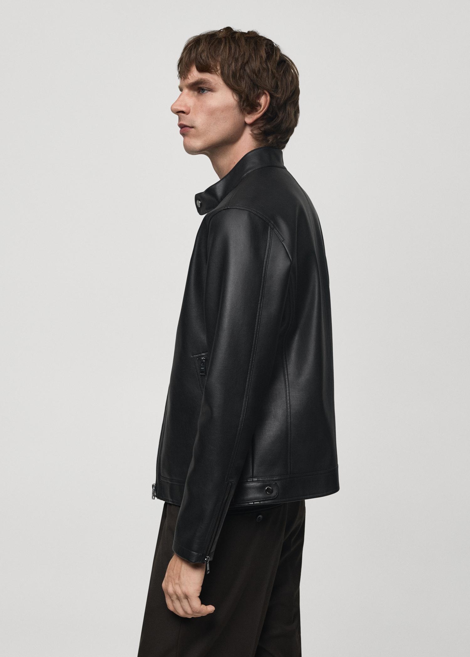 Nappa leather-effect jacket - Men | MANGO USA Product Image