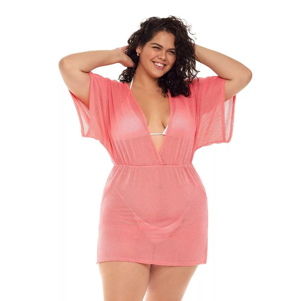 Plus Size Jordan Taylor Textured Dolman Swim Cover-Up Tunic, Women's, Size: 2XL, Pink Product Image
