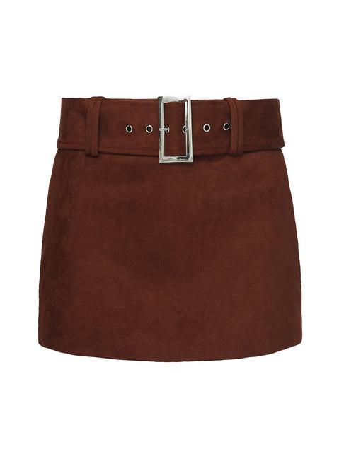Movita Belted Mini Skirt Brown Product Image