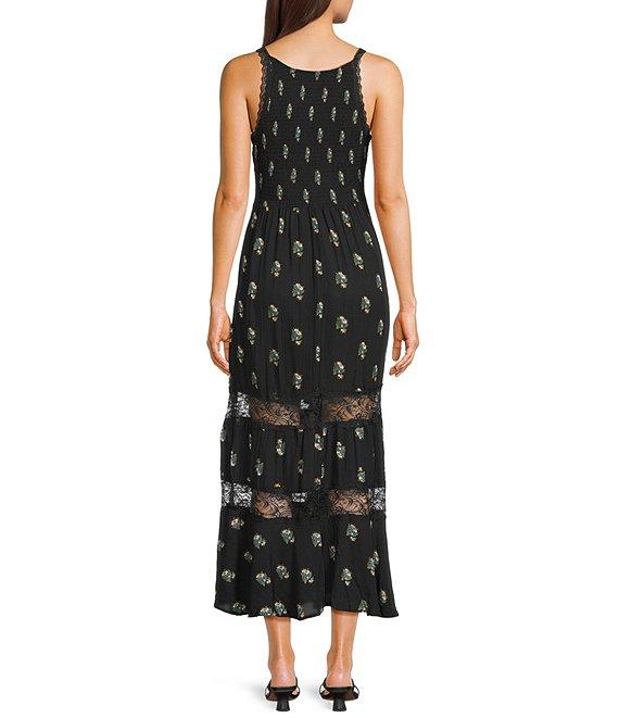 Angie Ditsy Floral Lace Trim Tiered Maxi Dress Product Image