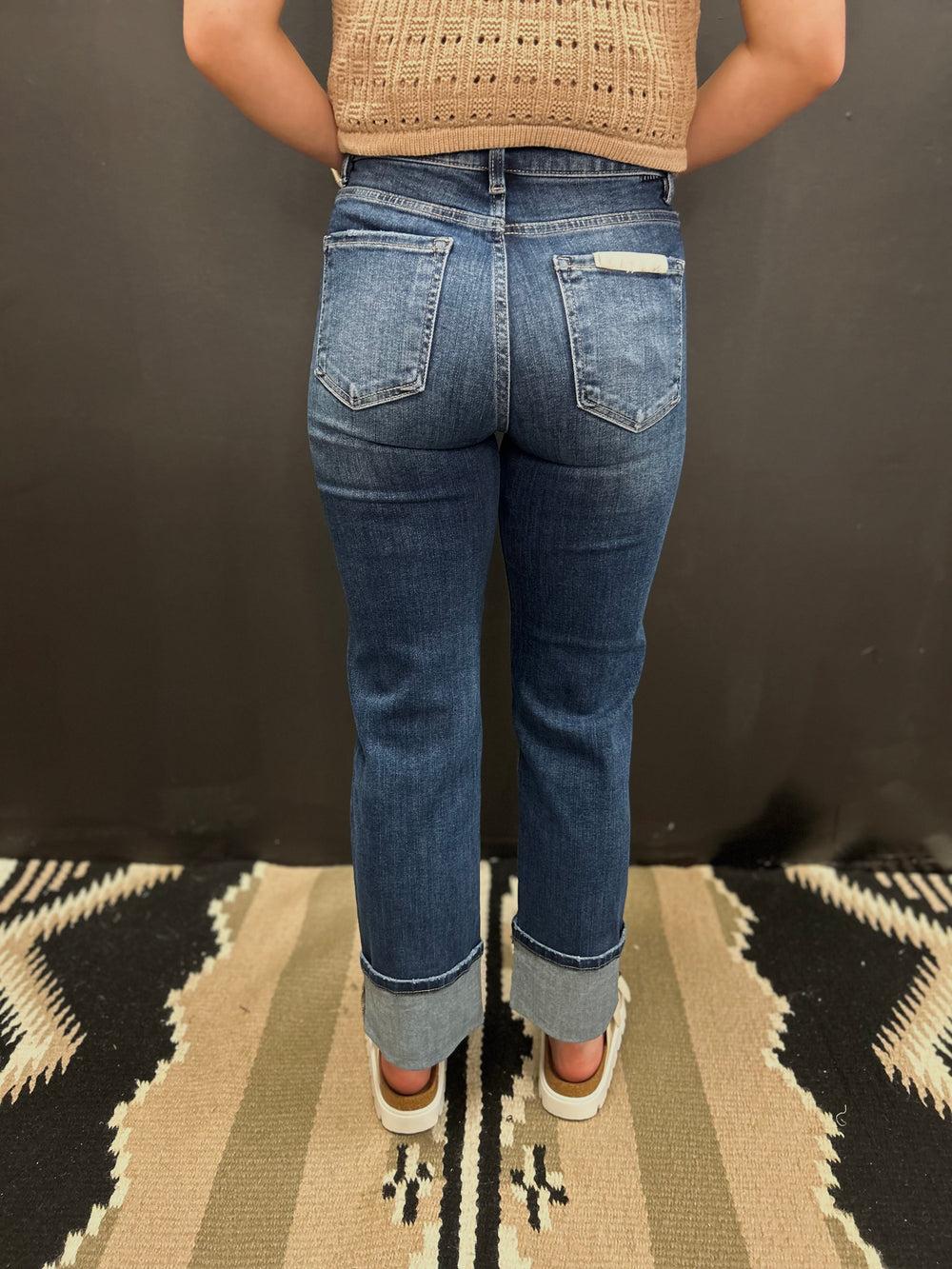 Risen Front Seam Straight Leg Jeans Product Image