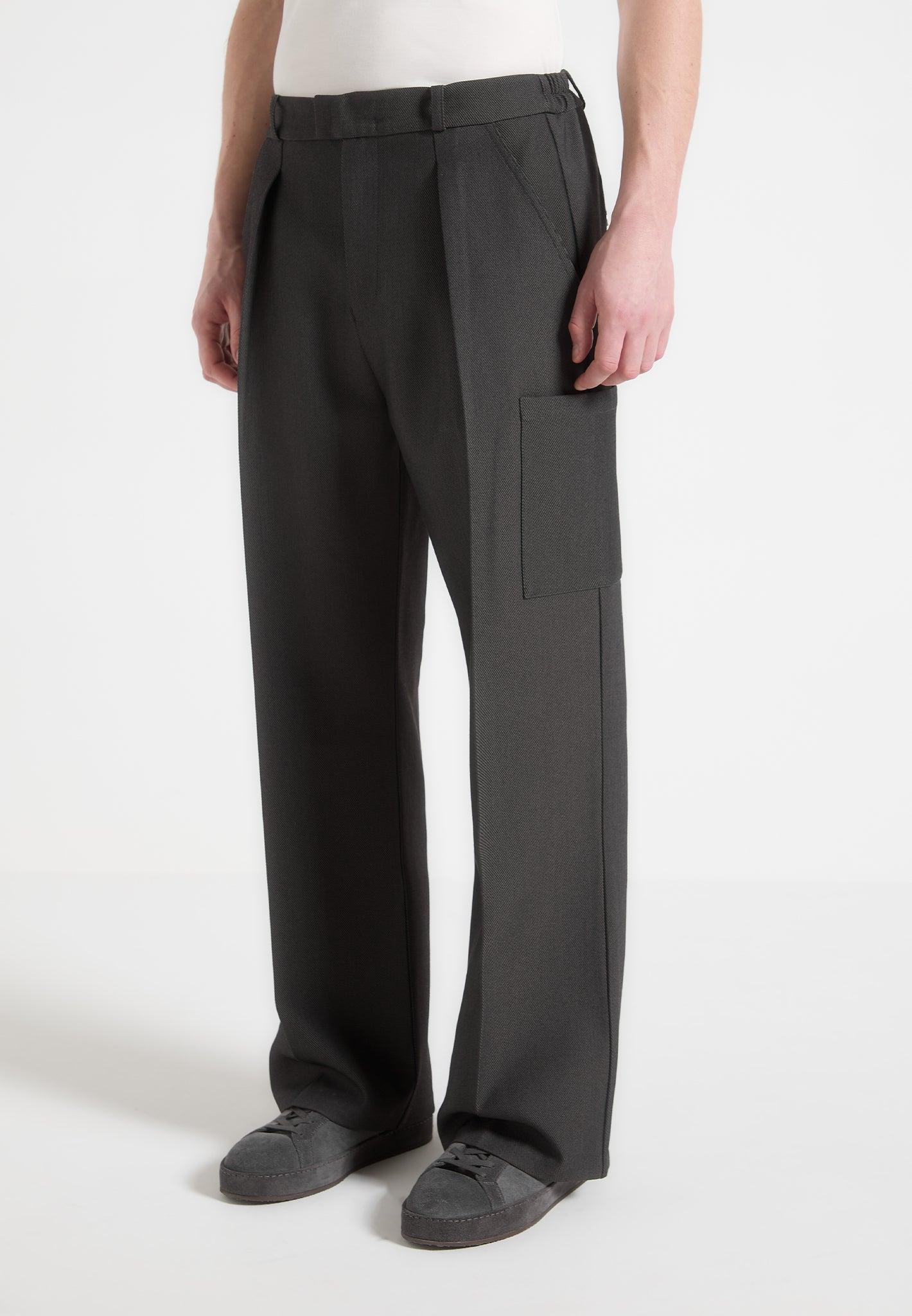 Luca - Relaxed Fit Pleated Pocket Trousers - Grey Male Product Image