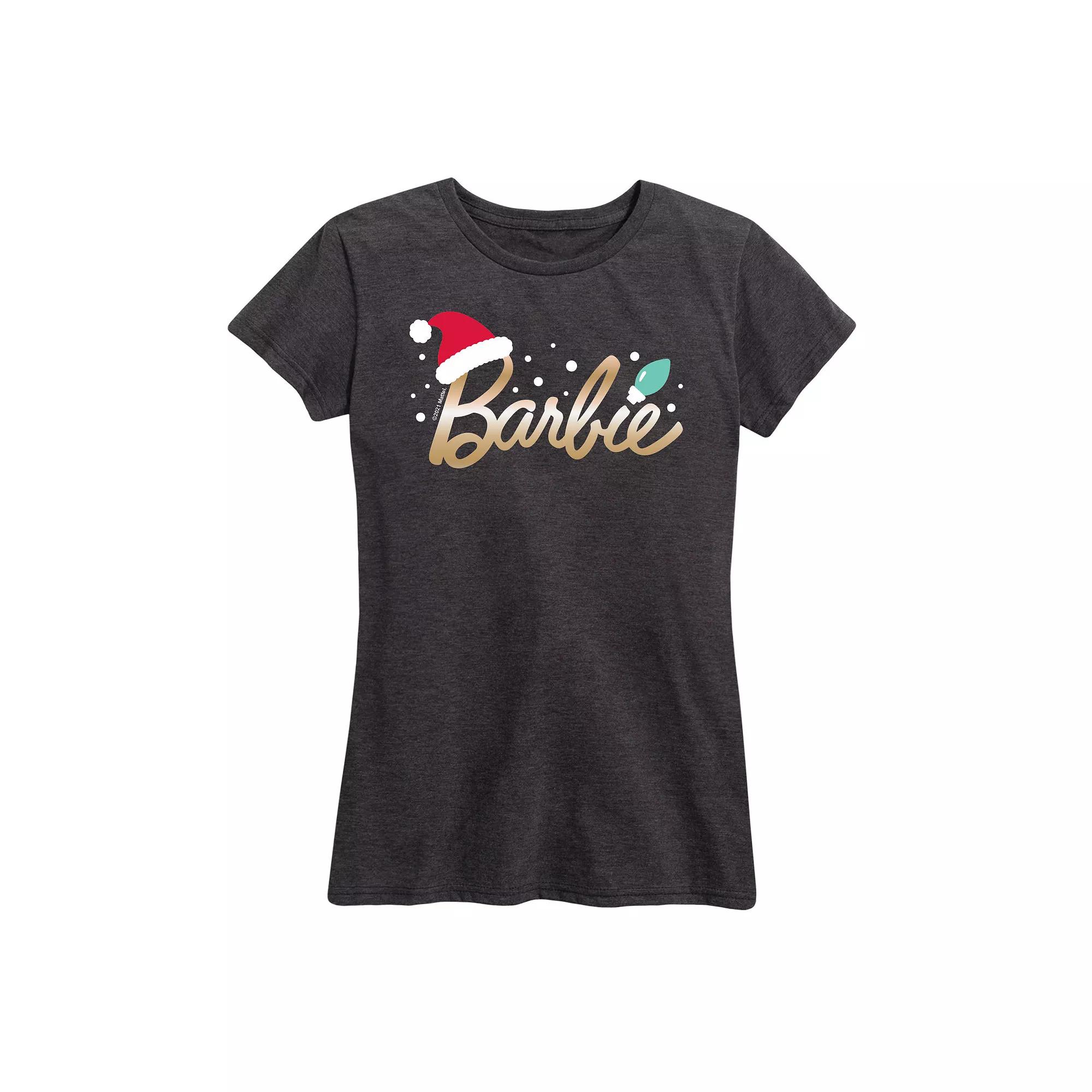 Women's Barbie® Logo Santa Hat Graphic Tee, Girl's,  Product Image