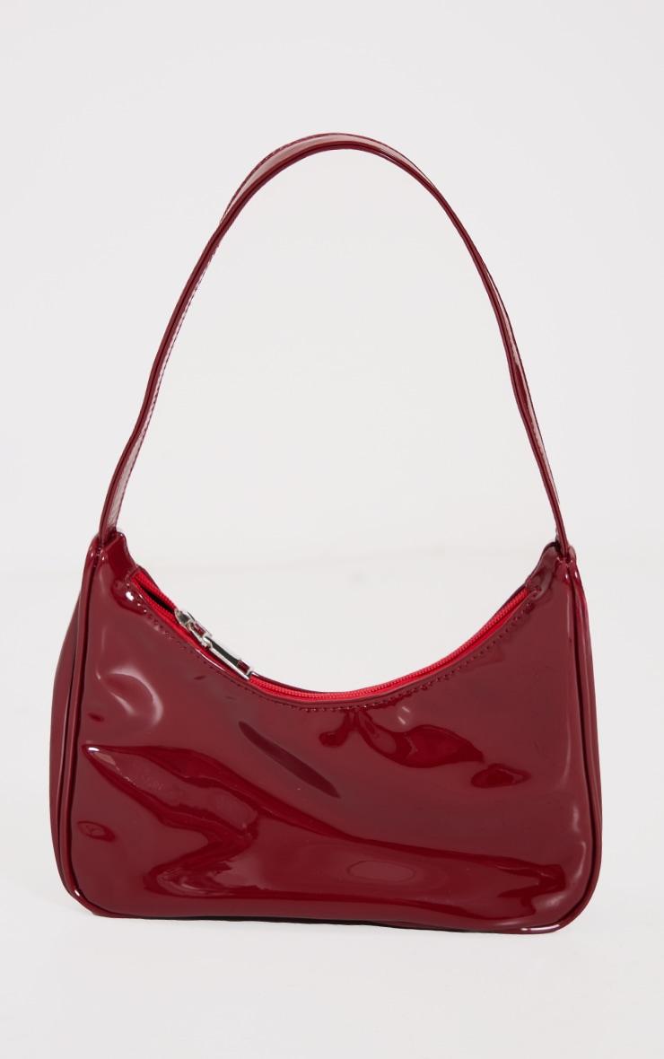 Burgundy Patent PU Basic Shoulder Bag Product Image