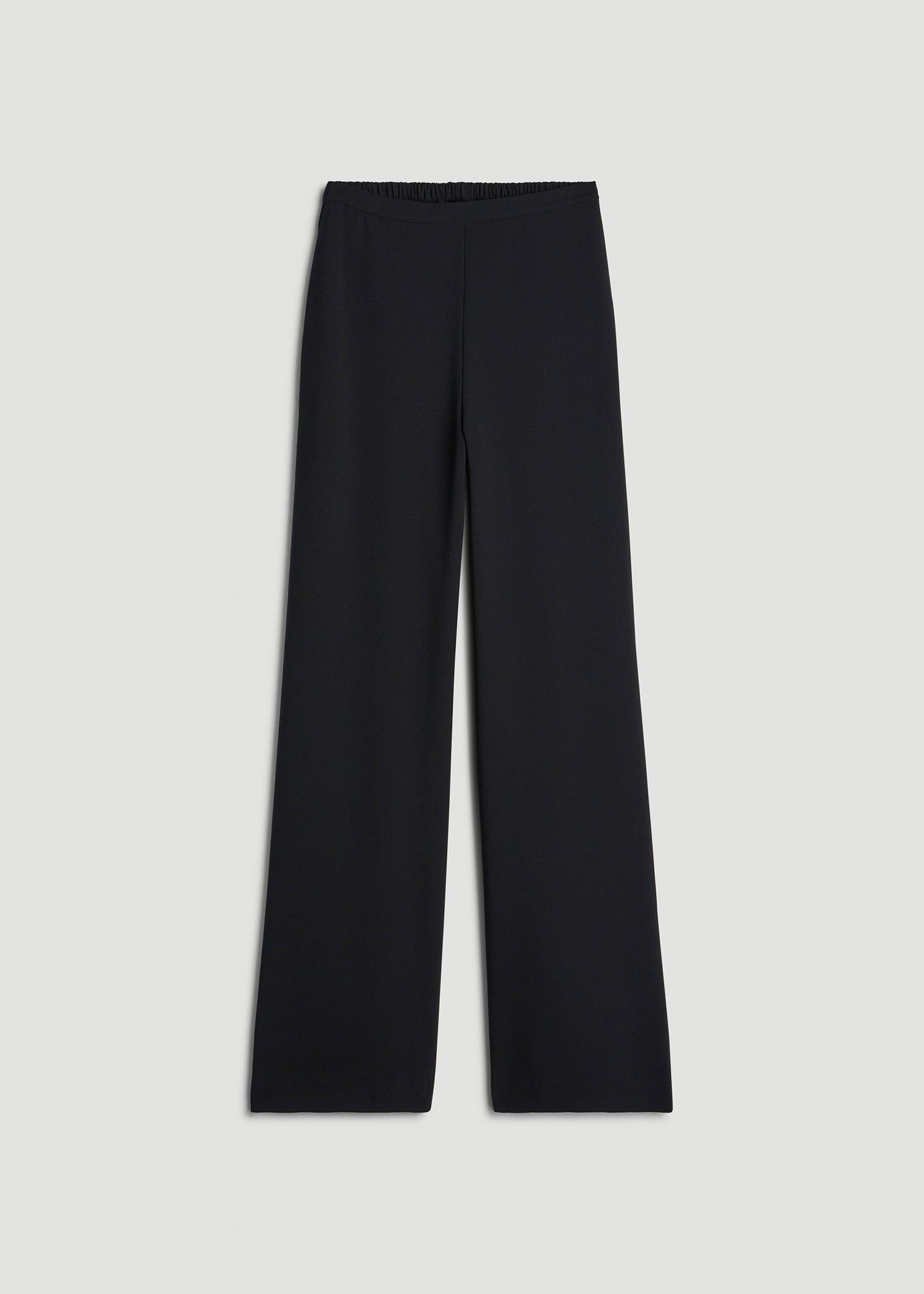 Pull-On Crepe Ultra Wide Pants for Tall Women in Black Female Product Image