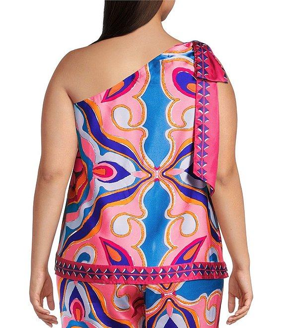 Sugarlips Plus Abstract/Geometric-Printed Border-Hem Coordinating Palazzo Pants Product Image