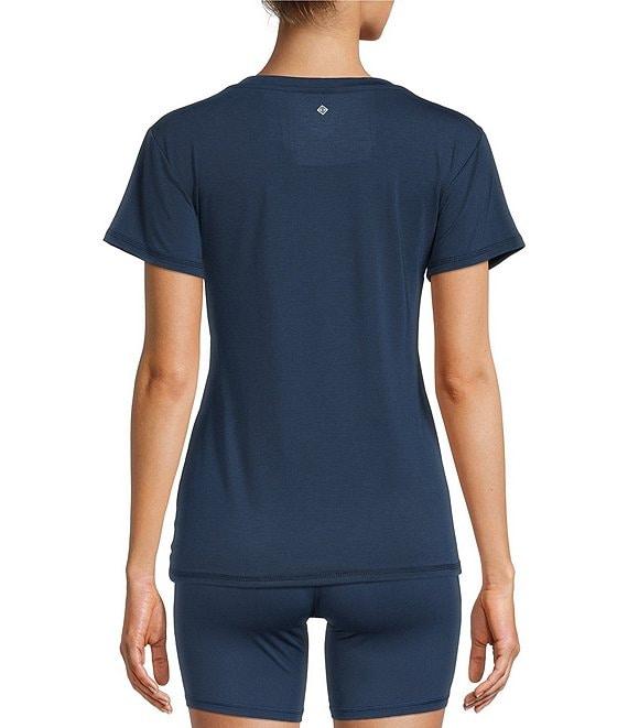 Antonio Melani Active Impact V-Neck Short Sleeve Relaxed Fit Knot Front Coordinating Shirt Product Image