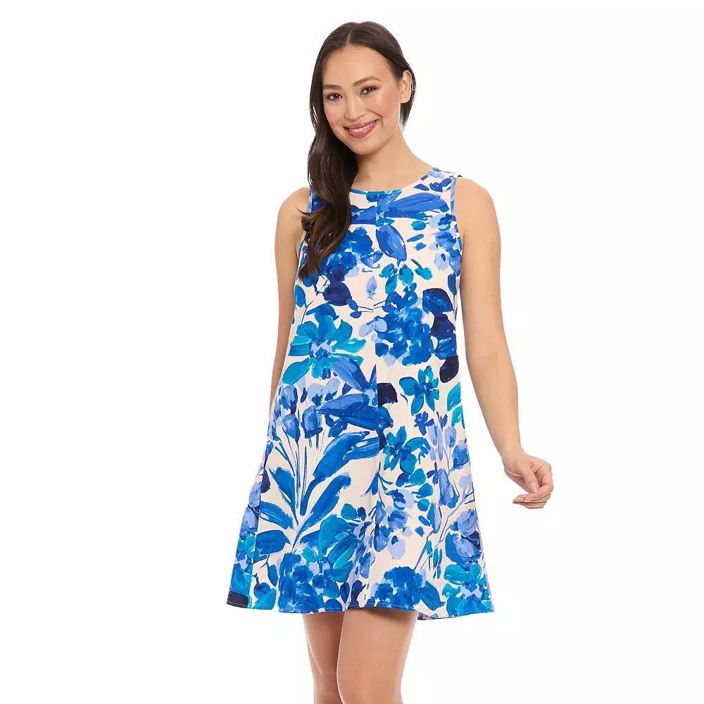 Women's London Times Sleeveless A-Line Swing Dress, Size: Large, Blue Team Product Image