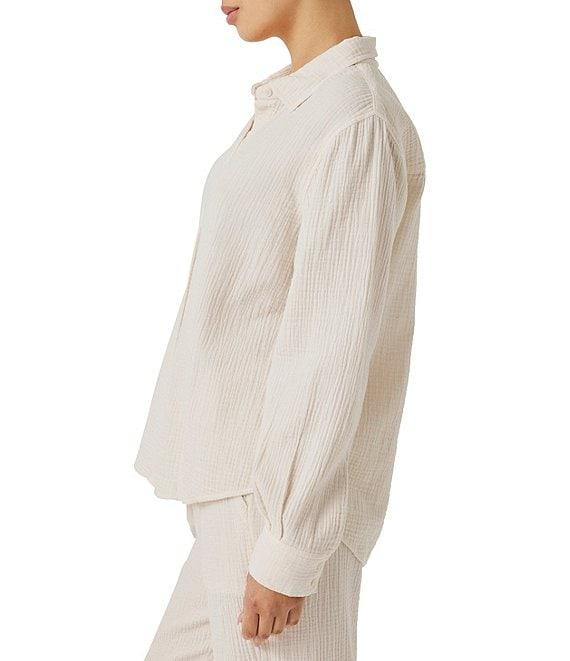 Splendid Adele Point Collar Long Sleeve Button Front Gauze Shirt Product Image