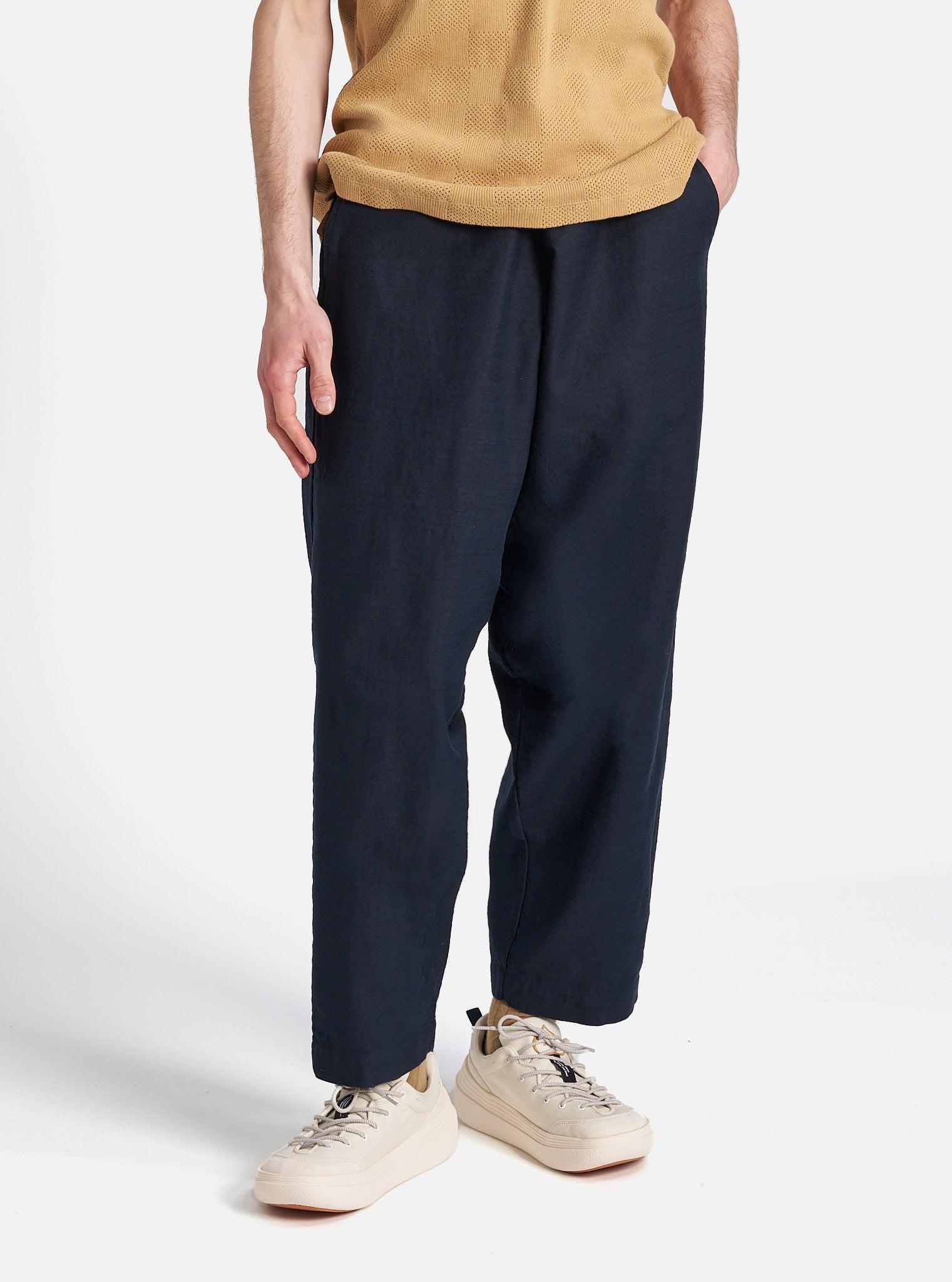Universal Works Braga Pant in Navy Slub Sateen Product Image