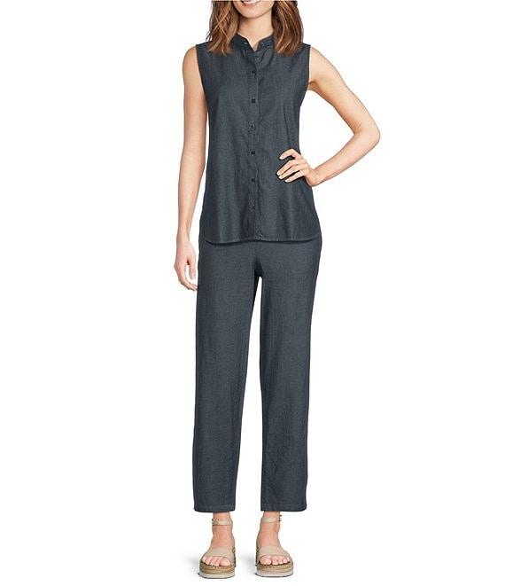 Eileen Fisher Petite Organic Cotton Twill Pull-On Ankle Pants Product Image
