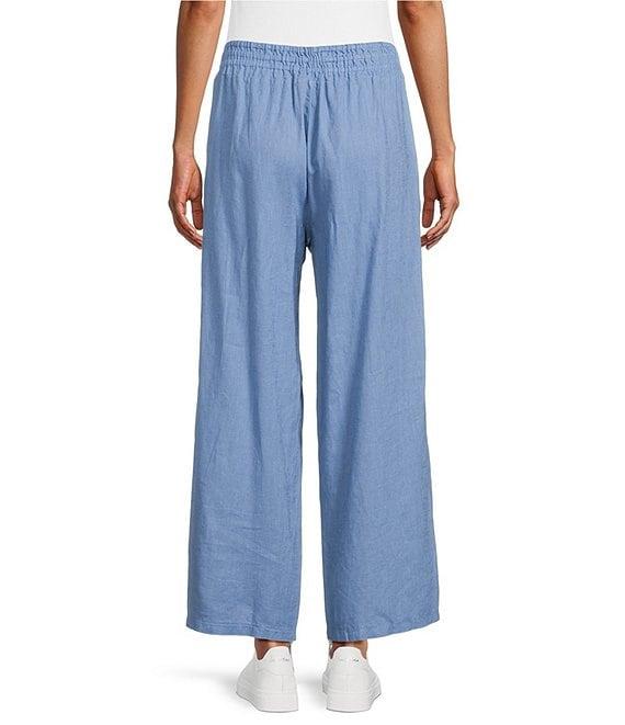 M Made In Italy Linen Blend Wide Leg Pull-On Cropped Pants Product Image