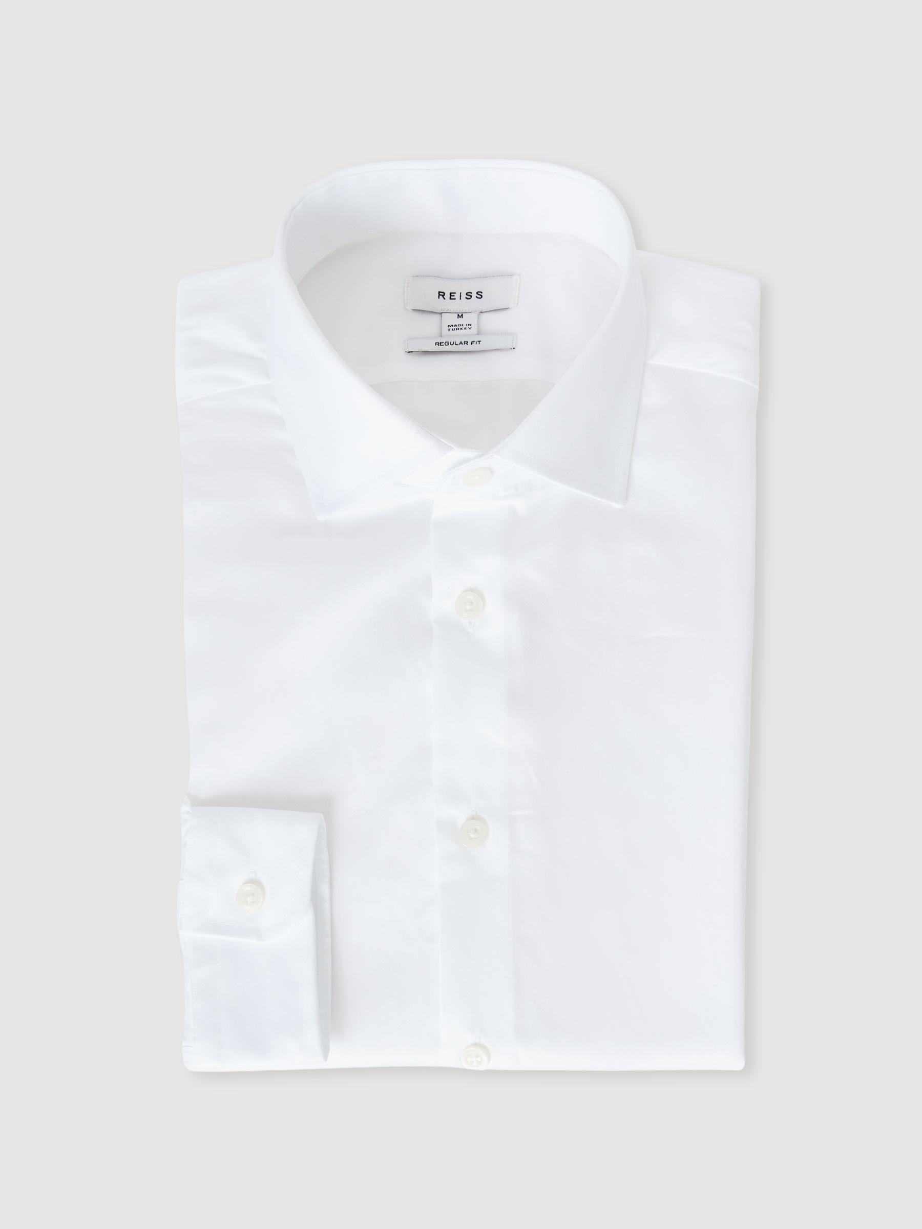 Regular Fit Cotton Sateen Striped Shirt in White Product Image