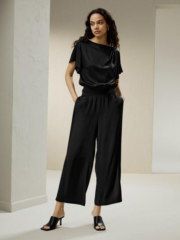 LILYSILK Silk Tshirt Women Black Breathable Basic Meticulously Crafted Seams High Quality Silk Fibers XL Product Image