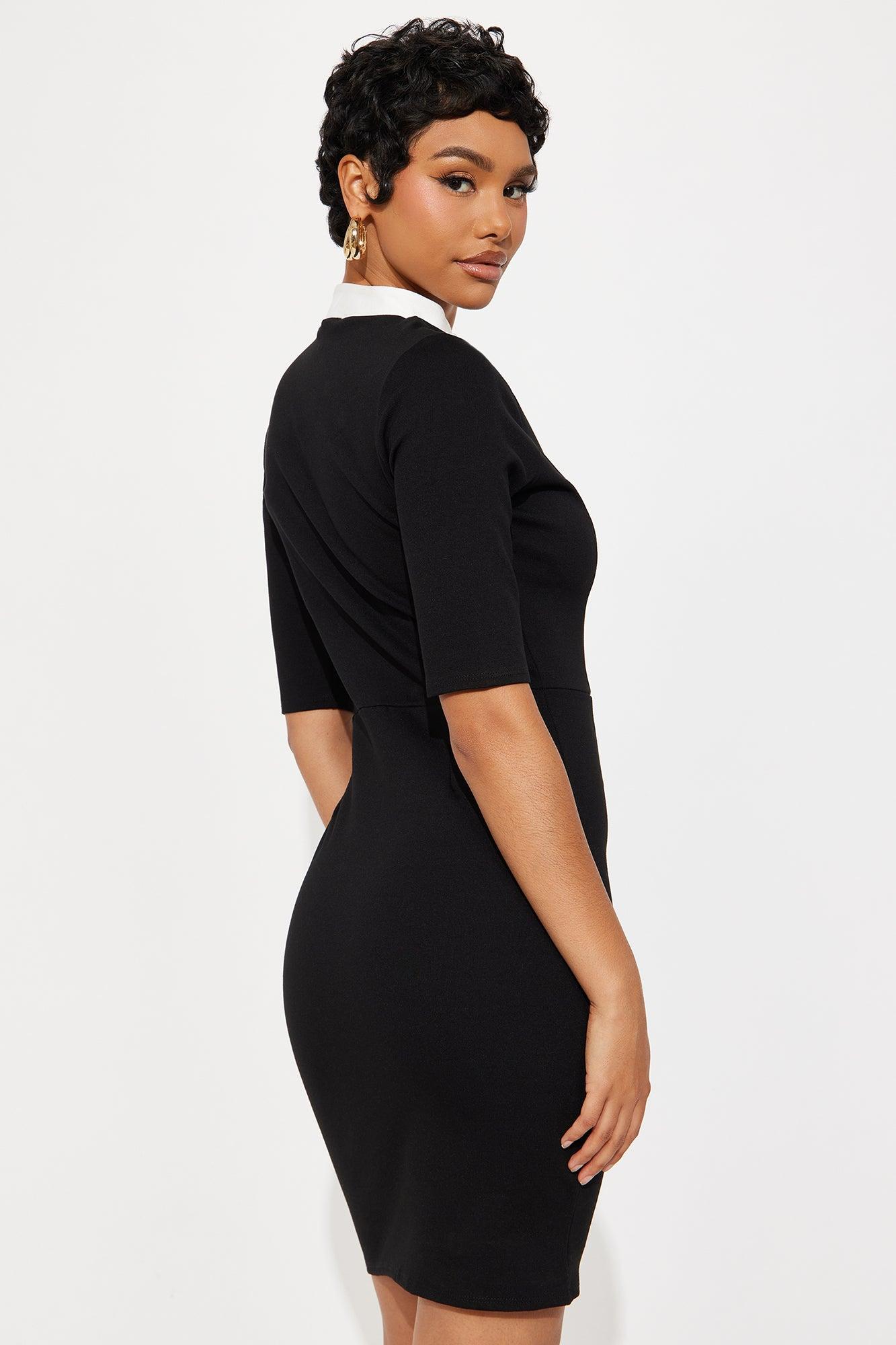 Catching Flights Contrast Mini Dress - Black Female Product Image