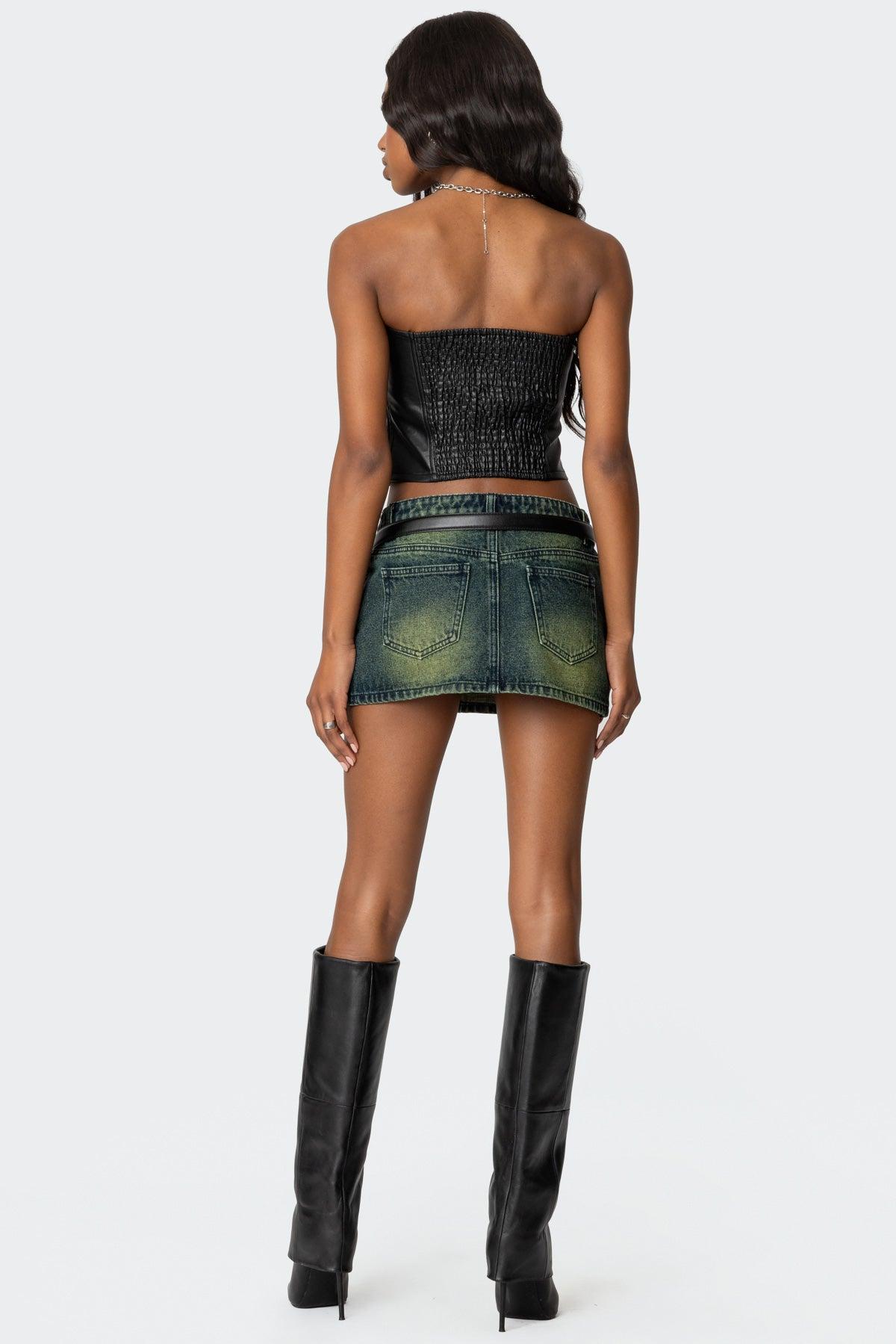 Riviere Washed Denim Mini Skirt Product Image