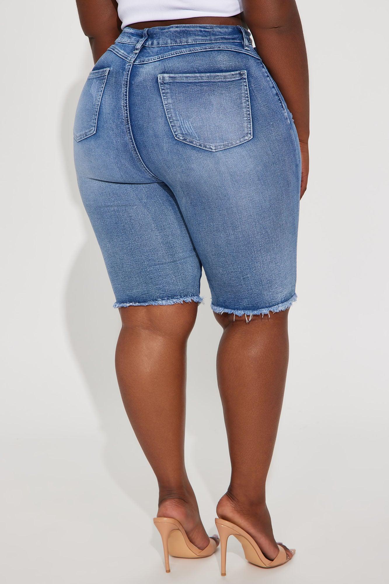 Hot Shot Stretch Denim Bermuda Shorts - Medium Wash Product Image