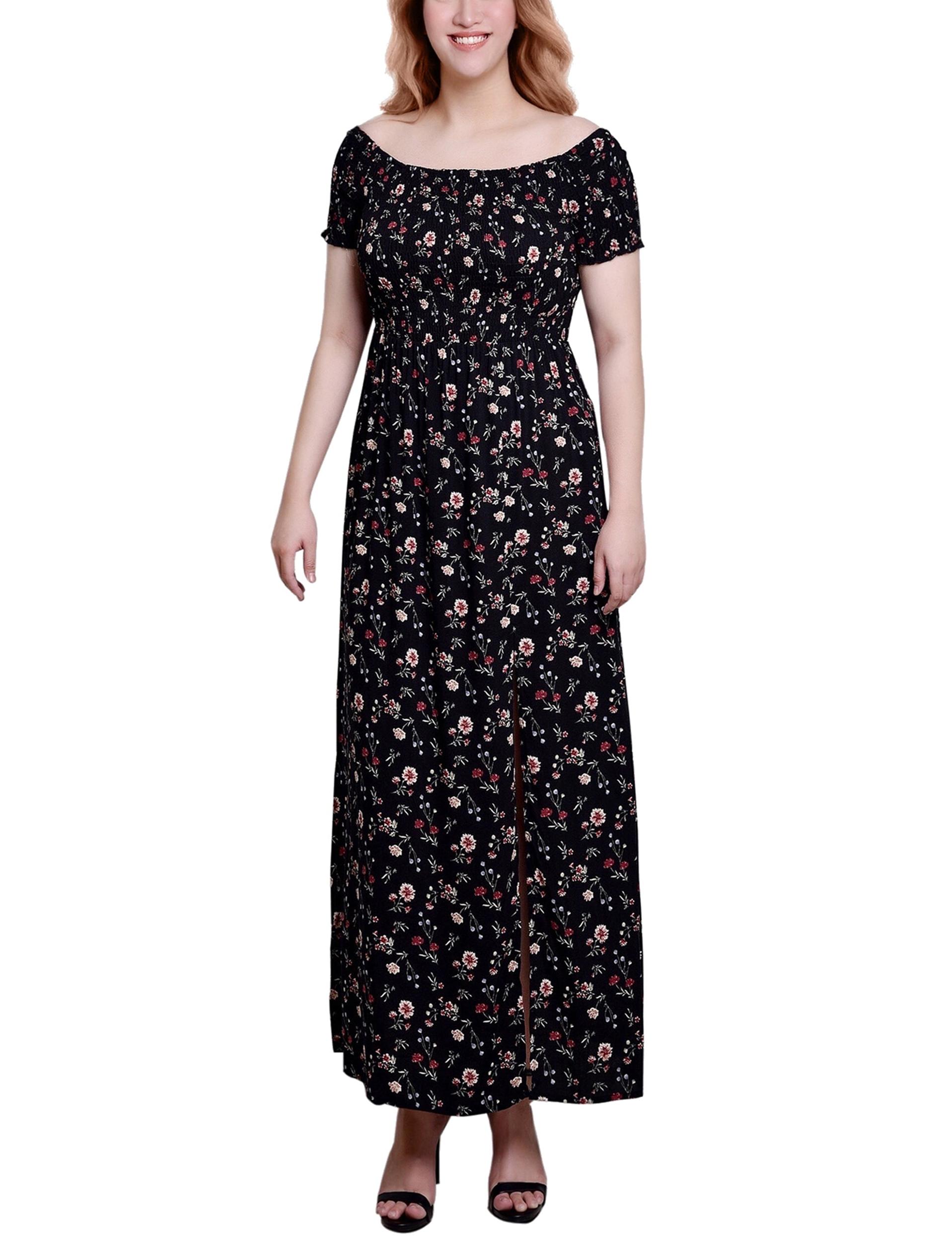 Black Smocked Bodice Maxi Dress - Petite Product Image