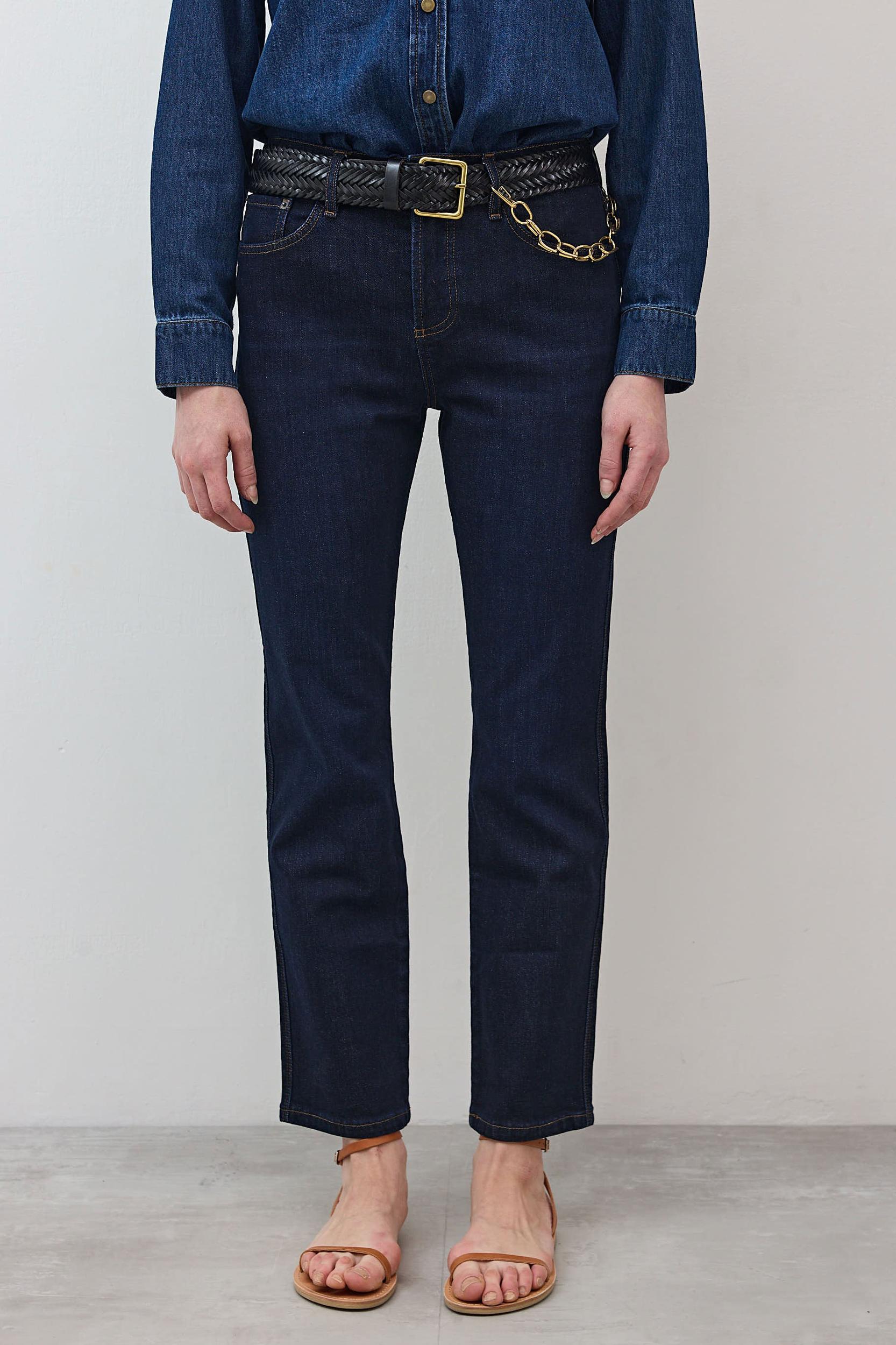 The Petite Crop Mid-Rise Straight Jeans Product Image