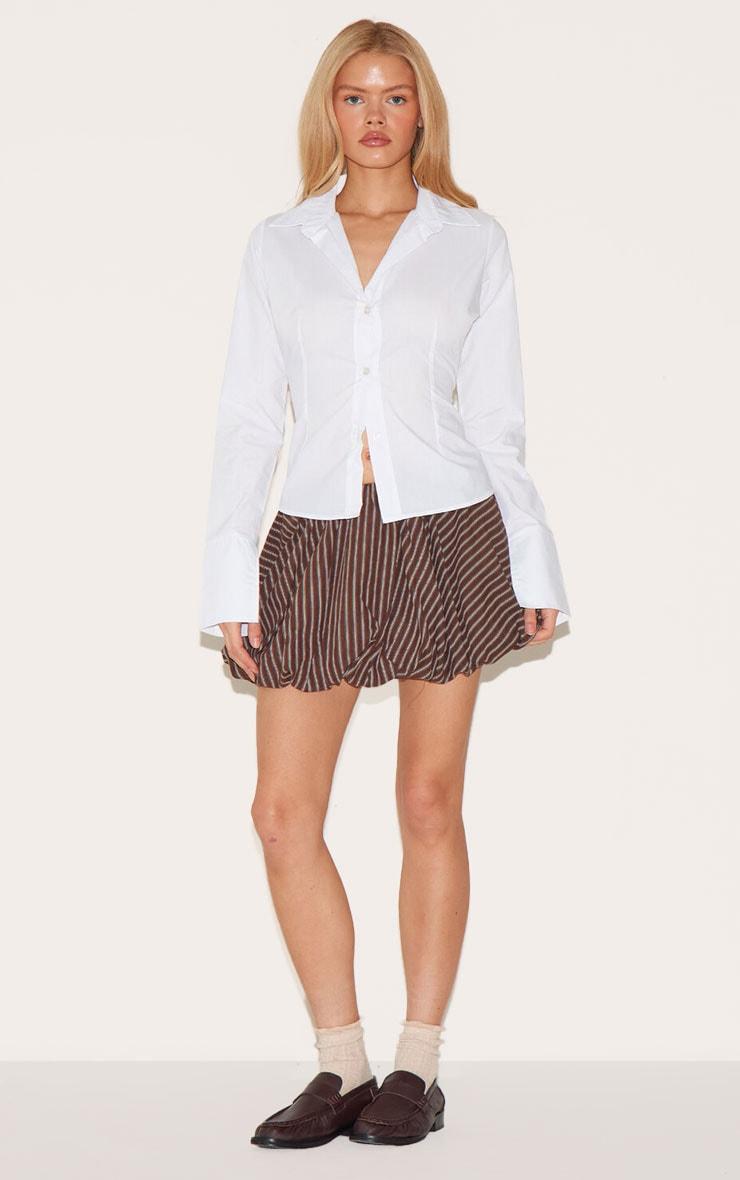 Chocolate Pinstripe Print Puffball Skirt Product Image