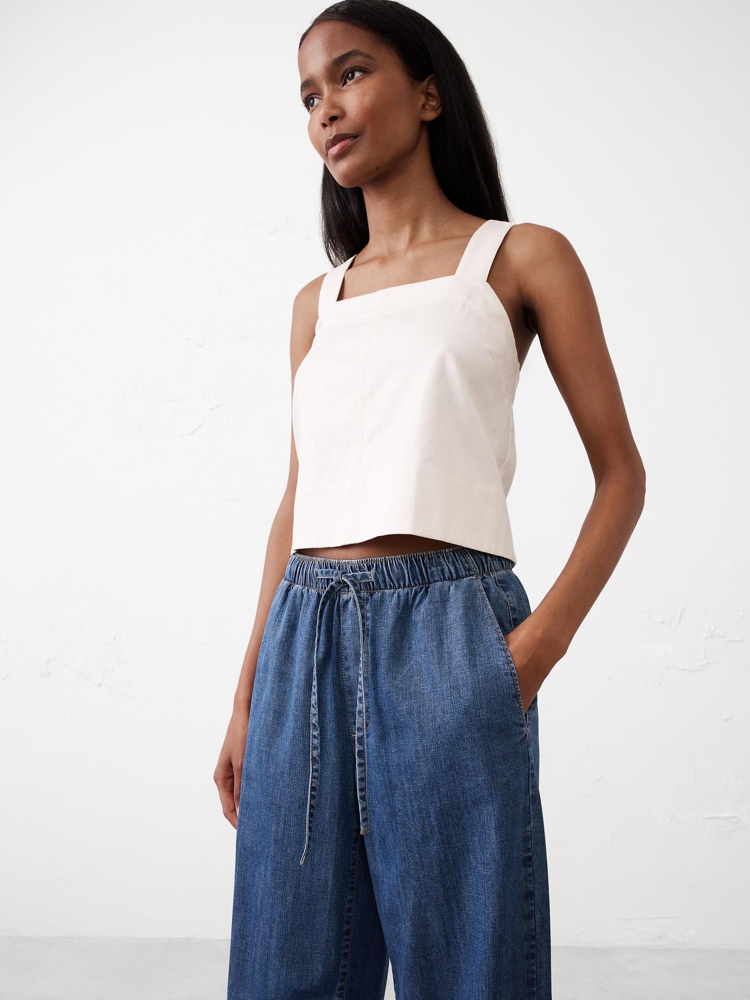 Wide-Leg Mid-Rise Summerweight Pull-On Jean Product Image