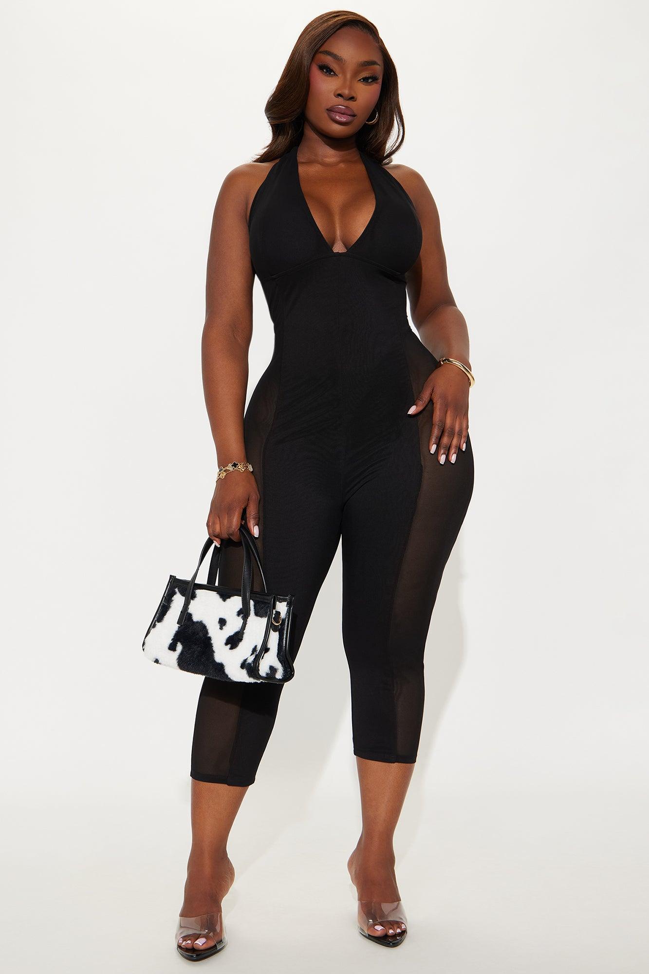 The Main Stage Mesh Capri Jumpsuit - Black Female Product Image