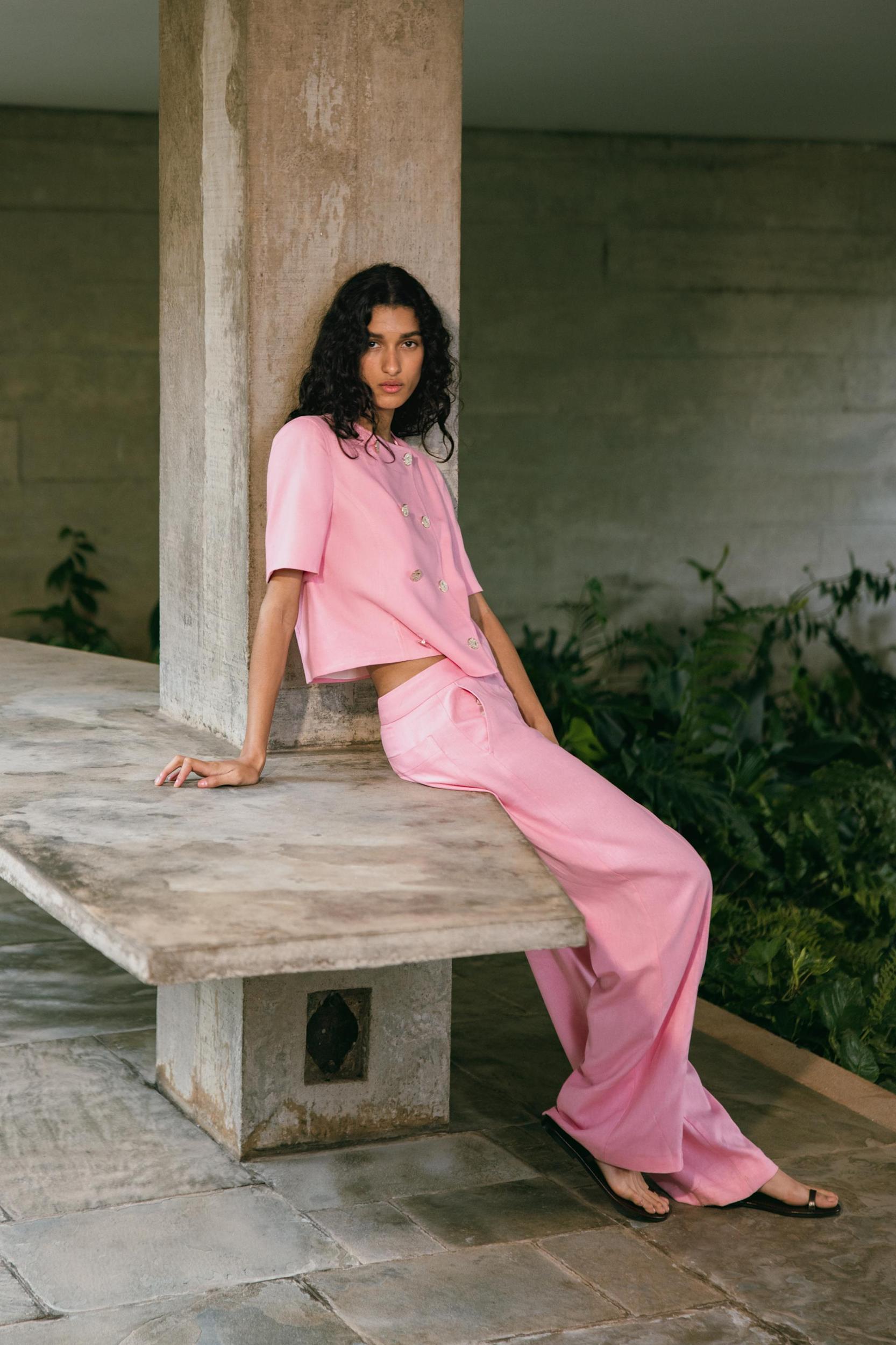 STRAIGHT LEG LINEN PANTS Product Image