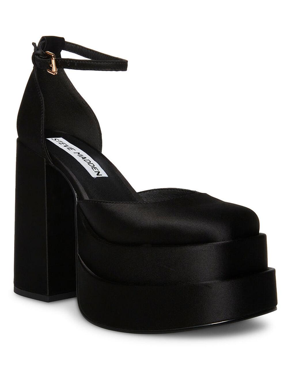 STEVEN MADDEN Charlize Satin Platform Heels - BLACK Product Image