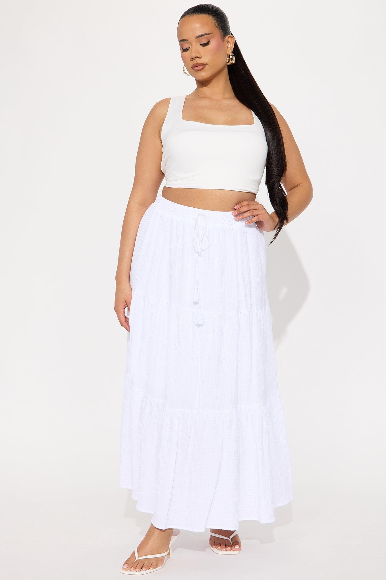 Emily Tiered Gauze Maxi Skirt - White Product Image