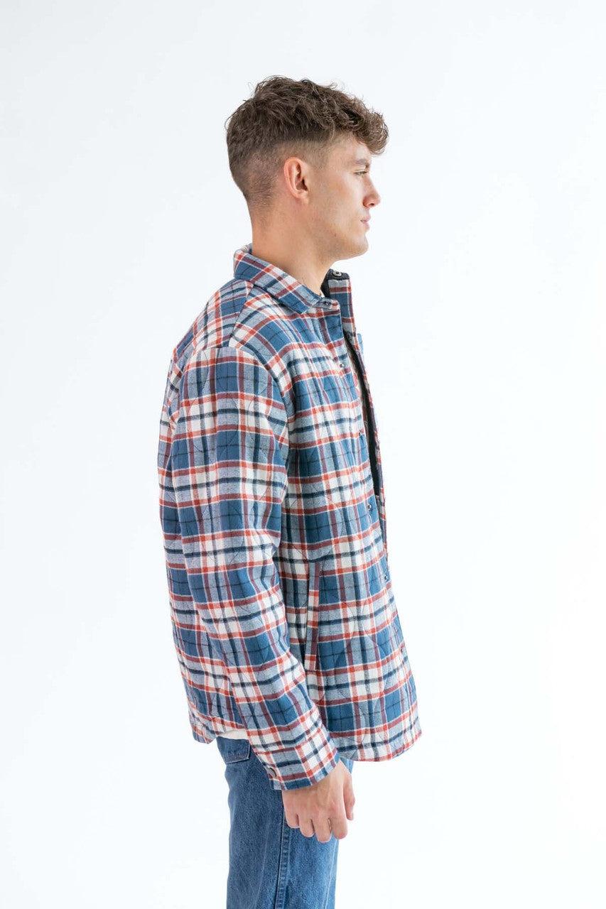 Blue Denim Quilted Plaid Shacket Product Image