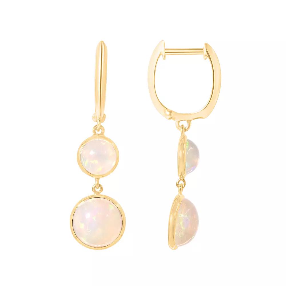 Jewelmak 14k Gold Opal Leverback Drop Earrings, Women's Product Image